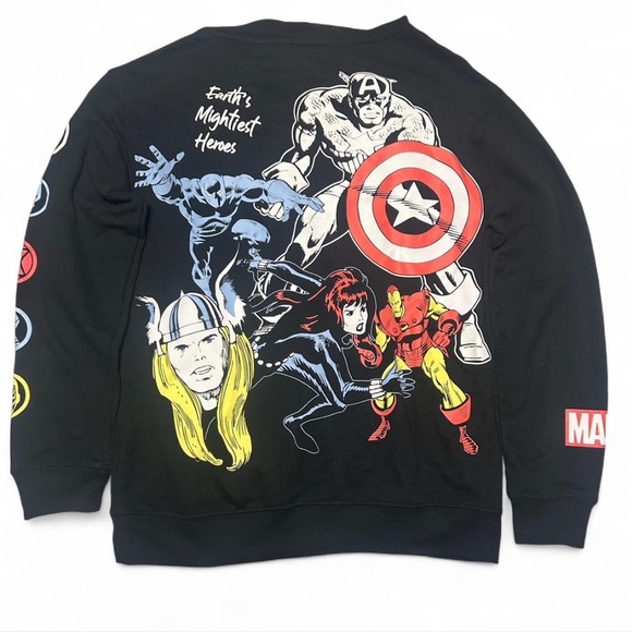 Marvel Black Hoodie with Superhero Graphics - Picture 2 of 4